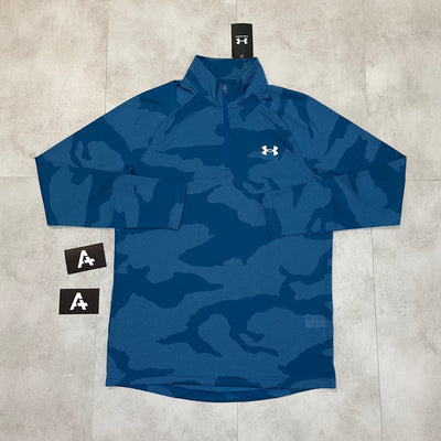 UA CAMO HALF ZIP - VARSITY BLUE